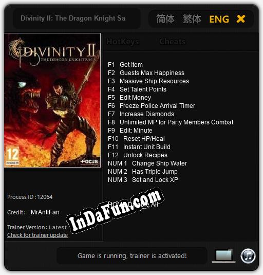 Divinity II: The Dragon Knight Saga: TRAINER AND CHEATS (V1.0.65)