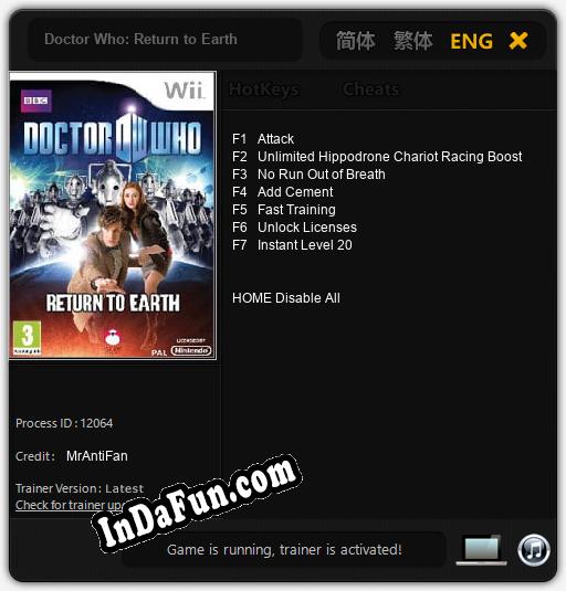Doctor Who: Return to Earth: TRAINER AND CHEATS (V1.0.76)