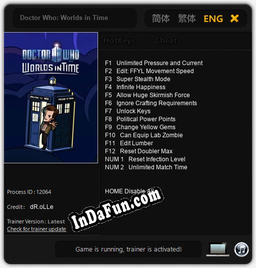 Doctor Who: Worlds in Time: TRAINER AND CHEATS (V1.0.67)