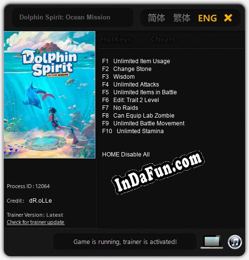 Trainer for Dolphin Spirit: Ocean Mission [v1.0.4]