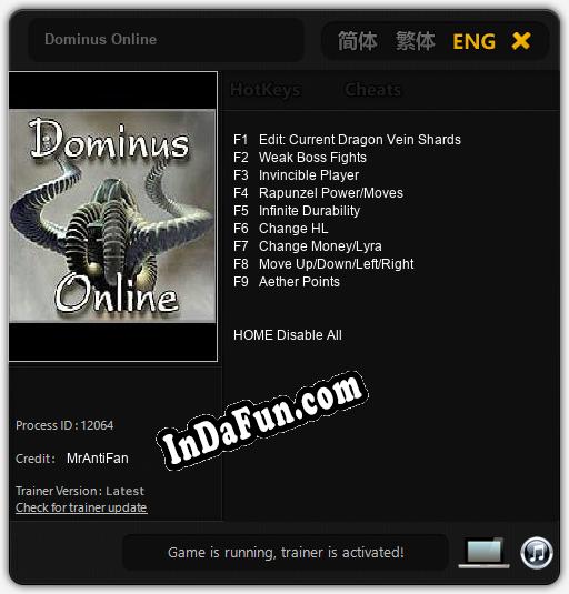 Dominus Online: Cheats, Trainer +9 [MrAntiFan]