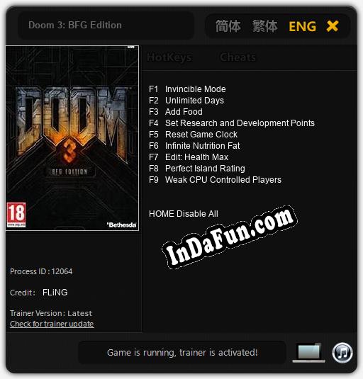 Doom 3: BFG Edition: TRAINER AND CHEATS (V1.0.67)