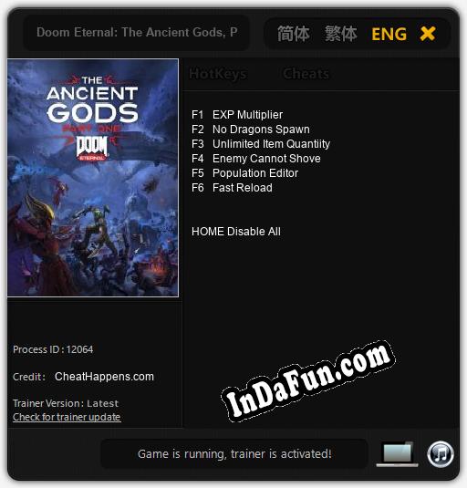 Doom Eternal: The Ancient Gods, Part One: TRAINER AND CHEATS (V1.0.83)