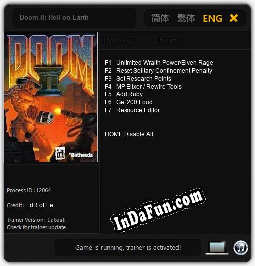 Trainer for Doom II: Hell on Earth [v1.0.9]