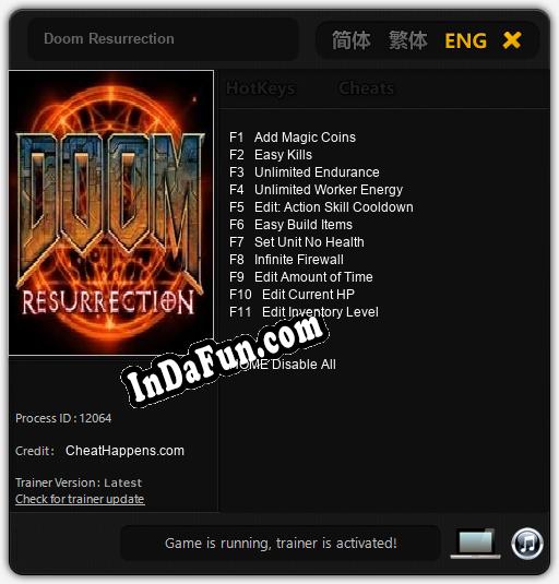 Doom Resurrection: Cheats, Trainer +11 [CheatHappens.com]