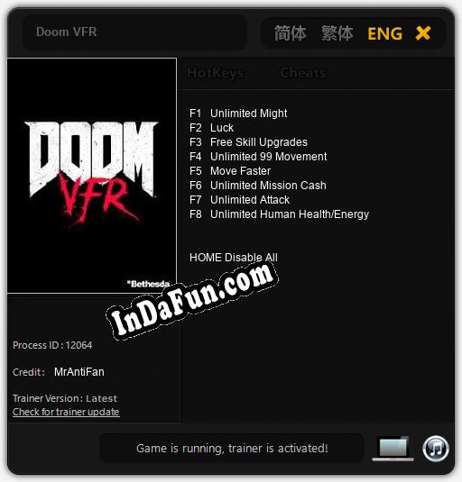 Trainer for Doom VFR [v1.0.7]