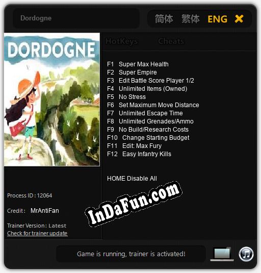 Dordogne: TRAINER AND CHEATS (V1.0.58)