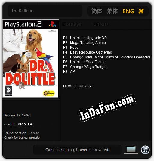 Dr. Dolittle: Cheats, Trainer +8 [dR.oLLe]