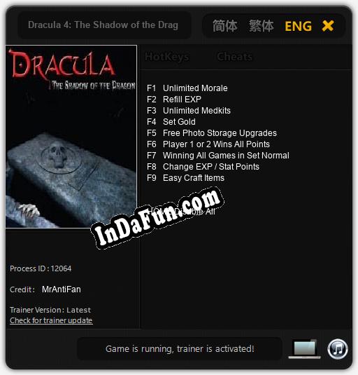 Dracula 4: The Shadow of the Dragon: TRAINER AND CHEATS (V1.0.26)