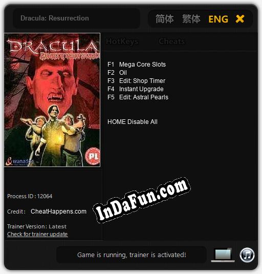 Dracula: Resurrection: TRAINER AND CHEATS (V1.0.25)