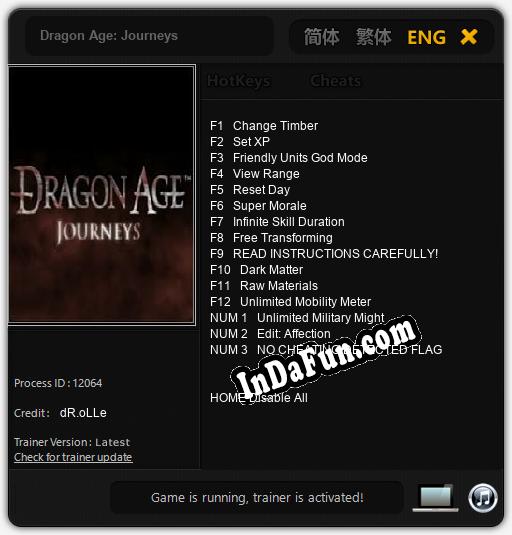 Trainer for Dragon Age: Journeys [v1.0.9]