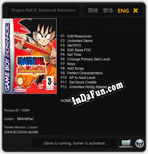 Trainer for Dragon Ball Z: Advanced Adventure [v1.0.3]