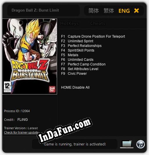 Dragon Ball Z: Burst Limit: Cheats, Trainer +9 [FLiNG]