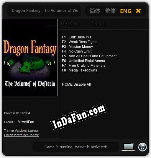 Dragon Fantasy: The Volumes of Westeria: Trainer +8 [v1.1]