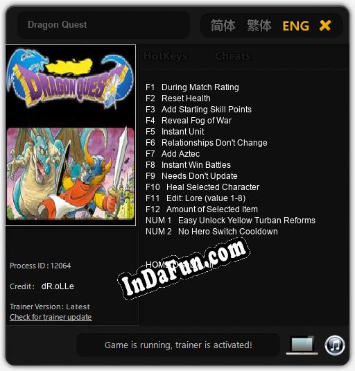 Trainer for Dragon Quest [v1.0.7]