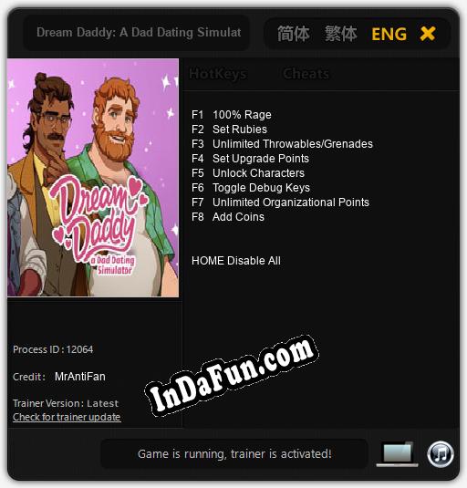 Dream Daddy: A Dad Dating Simulator: TRAINER AND CHEATS (V1.0.92)