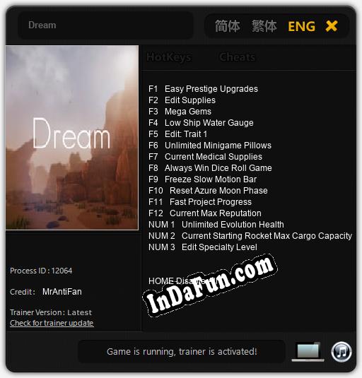 Trainer for Dream [v1.0.9]