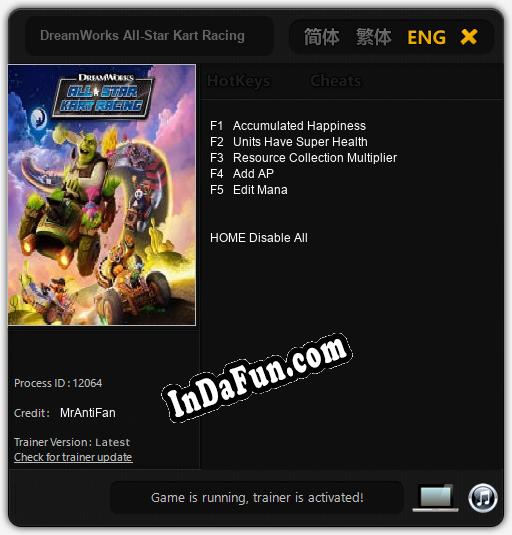 DreamWorks All-Star Kart Racing: Trainer +5 [v1.7]