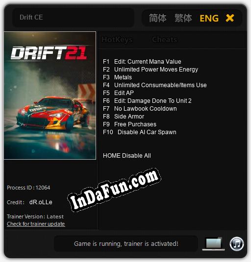 Drift CE: TRAINER AND CHEATS (V1.0.48)