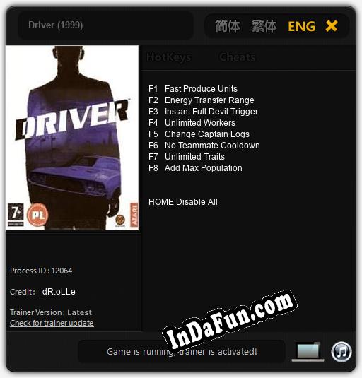 Driver (1999): TRAINER AND CHEATS (V1.0.25)