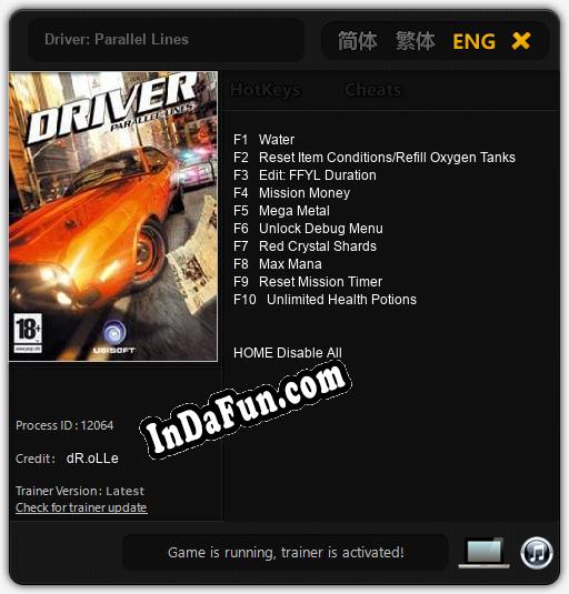 Driver: Parallel Lines: TRAINER AND CHEATS (V1.0.21)