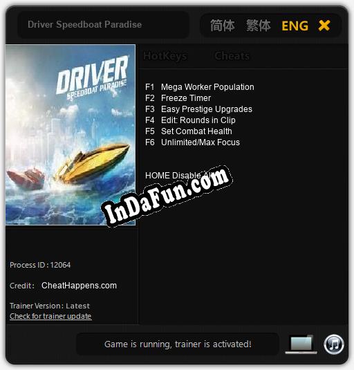 Trainer for Driver Speedboat Paradise [v1.0.1]