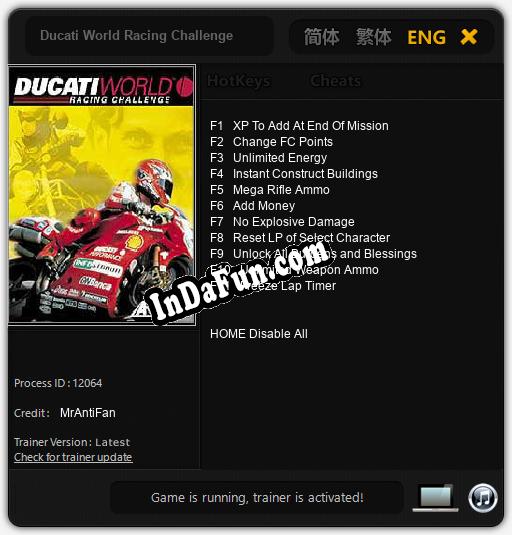 Trainer for Ducati World Racing Challenge [v1.0.5]