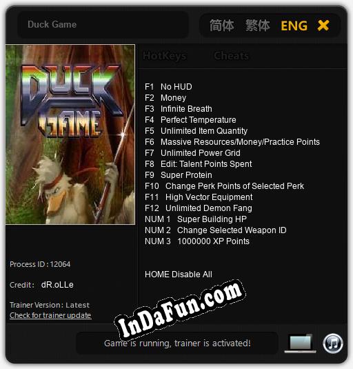 Trainer for Duck Game [v1.0.1]