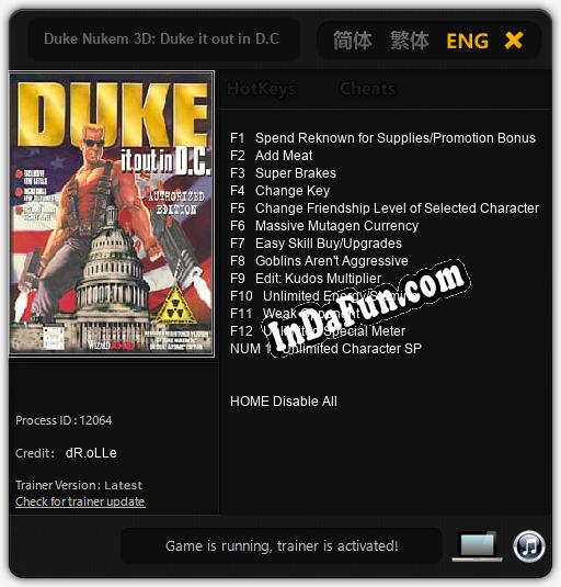 Duke Nukem 3D: Duke it out in D.C.: Trainer +13 [v1.9]