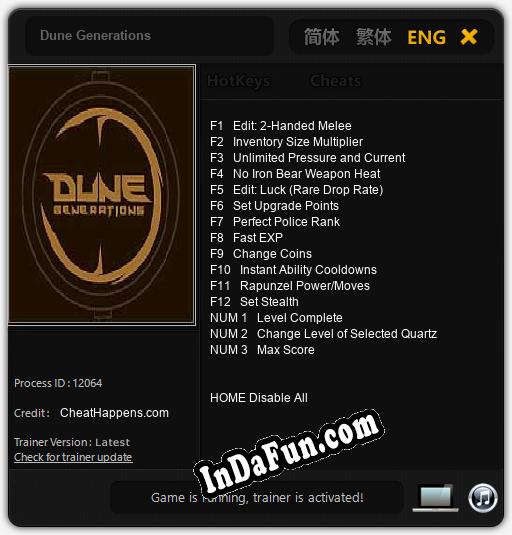 Dune Generations: Trainer +15 [v1.7]