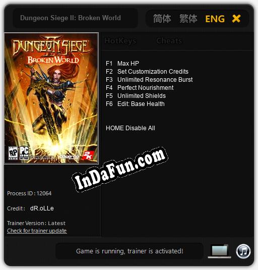 Dungeon Siege II: Broken World: Cheats, Trainer +6 [dR.oLLe]