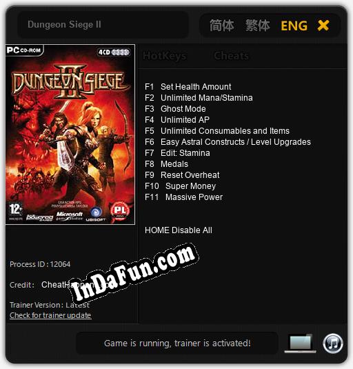 Dungeon Siege II: TRAINER AND CHEATS (V1.0.42)