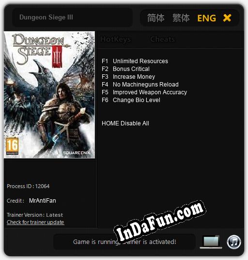 Dungeon Siege III: Cheats, Trainer +6 [MrAntiFan]