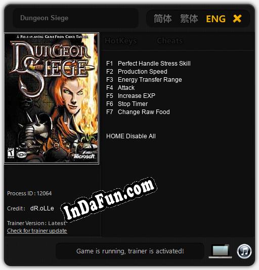 Trainer for Dungeon Siege [v1.0.7]