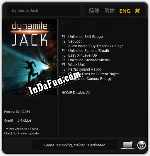 Dynamite Jack: TRAINER AND CHEATS (V1.0.60)