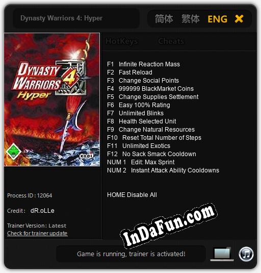 Dynasty Warriors 4: Hyper: Cheats, Trainer +14 [dR.oLLe]