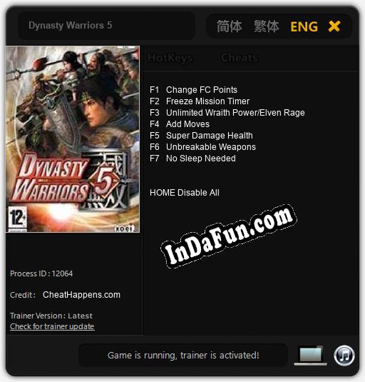 Dynasty Warriors 5: TRAINER AND CHEATS (V1.0.82)