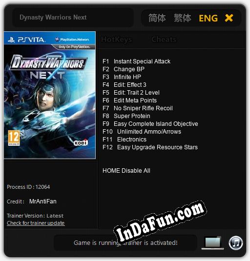 Dynasty Warriors Next: Cheats, Trainer +12 [MrAntiFan]