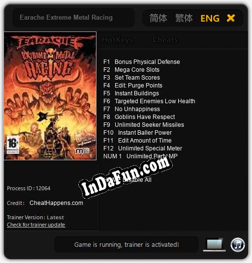 Earache Extreme Metal Racing: Cheats, Trainer +13 [CheatHappens.com]