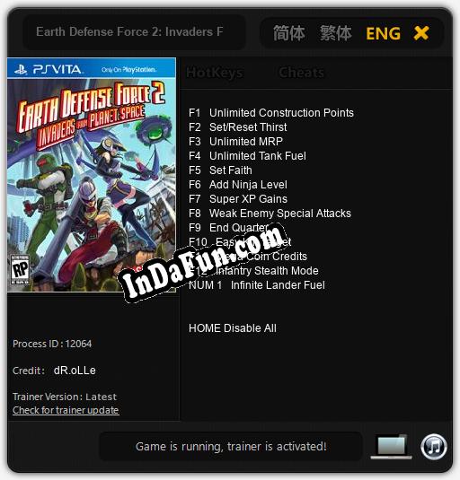 Earth Defense Force 2: Invaders From Planet Space: Trainer +13 [v1.5]