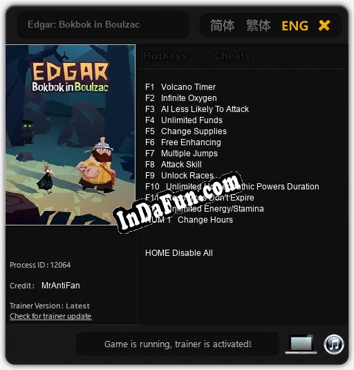 Trainer for Edgar: Bokbok in Boulzac [v1.0.4]