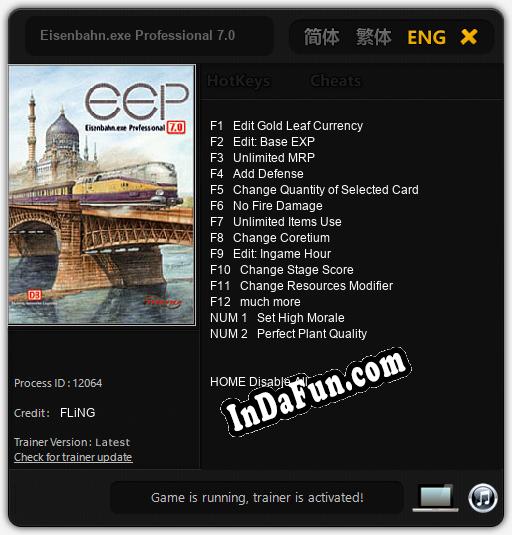 Eisenbahn.exe Professional 7.0: TRAINER AND CHEATS (V1.0.89)