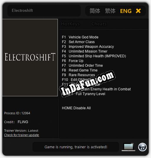 Electroshift: TRAINER AND CHEATS (V1.0.18)