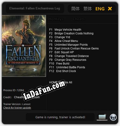 Trainer for Elemental: Fallen Enchantress Legendary Heroes [v1.0.7]