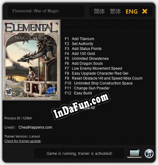 Elemental: War of Magic: Trainer +12 [v1.1]