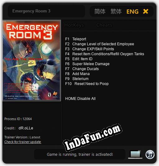 Emergency Room 3: Cheats, Trainer +10 [dR.oLLe]