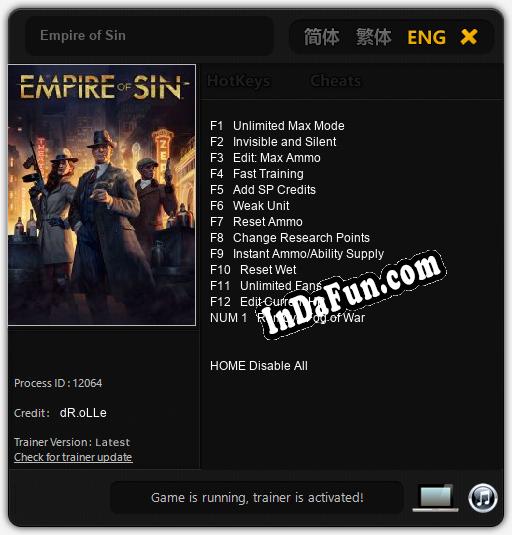 Empire of Sin: Trainer +13 [v1.2]