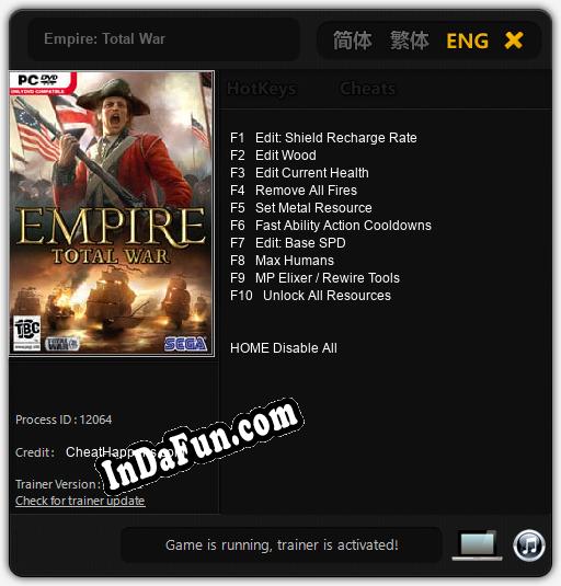 Empire: Total War: TRAINER AND CHEATS (V1.0.90)