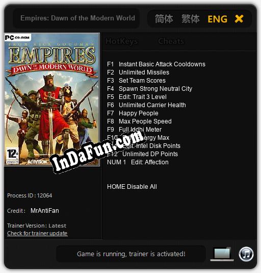 Empires: Dawn of the Modern World: TRAINER AND CHEATS (V1.0.31)