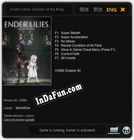 Trainer for Ender Lilies: Quietus of the Knights [v1.0.3]